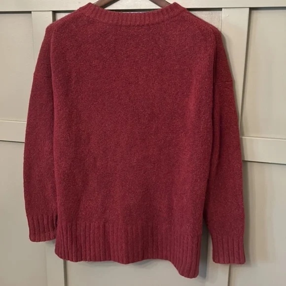 J. Crew Oversized Crewneck Sweater in Supersoft Yarn Merino Wool Alpaca Burgundy - Picture 8 of 10